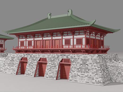 洛阳定鼎门地标建筑建模渲染