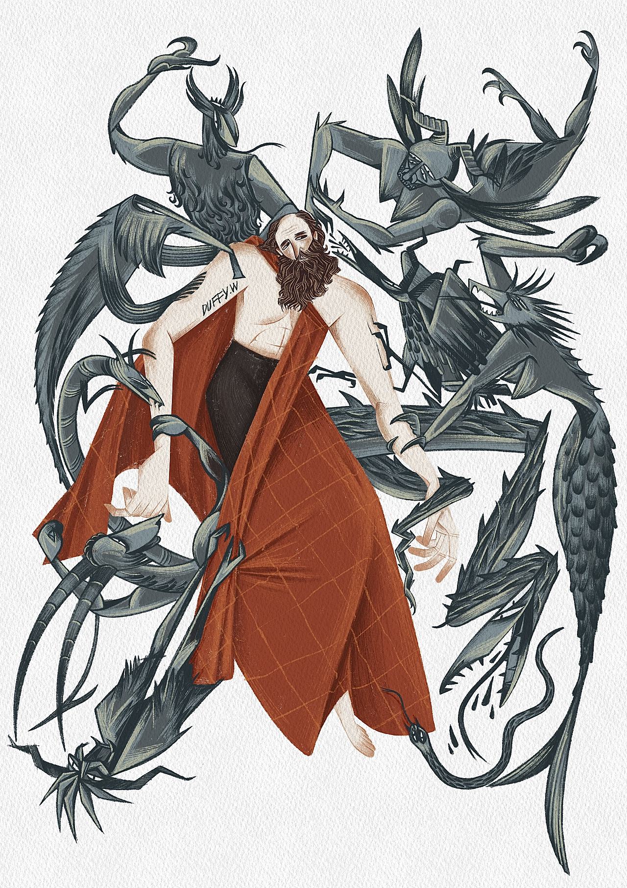 插画—《圣安东尼的诱惑》（图ZMjgzNjA5MTU2） - 创作习作 - 站酷设计师Duffy汪原创素材 - 站酷ZCOOL