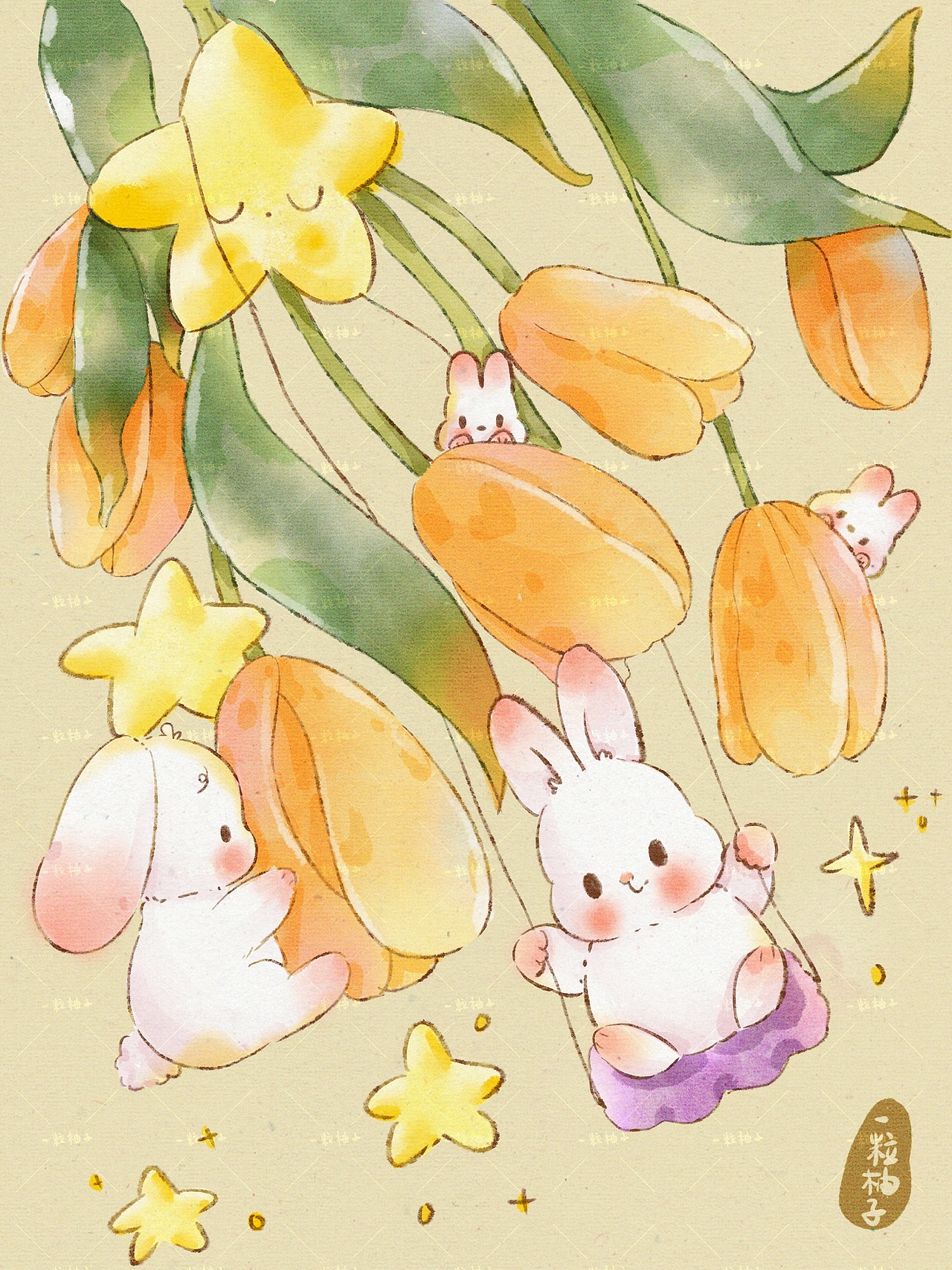 黄色郁金香兔兔