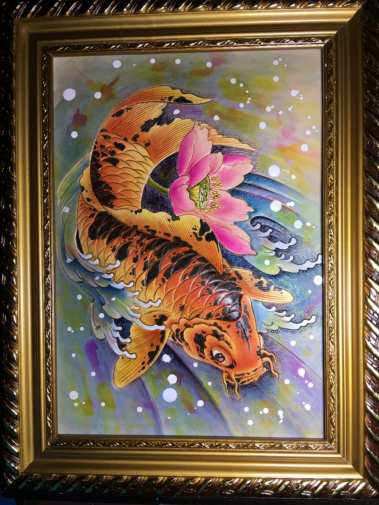 皮雕画—-斑纹锦鲤（图ZMTQxMzM2NDA4） - 工艺品设计 - 站酷设计师斑寅原创素材 - 站酷ZCOOL
