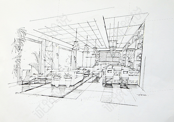 诚筑说:室内设计手绘培训美女教师原创授课作品集