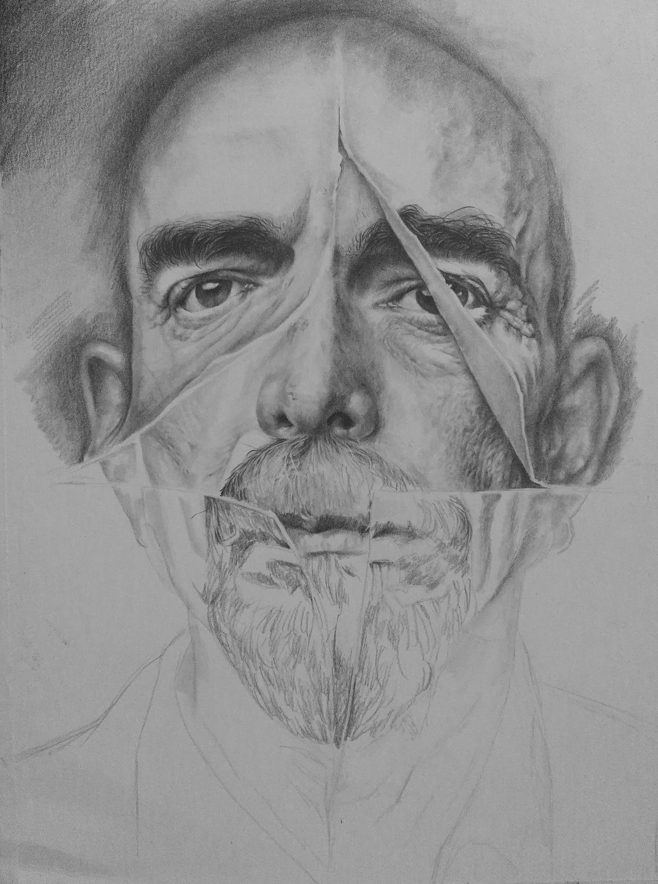 写实素描作品《撕》