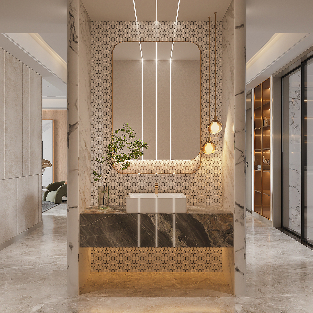 一套现代轻奢效果图