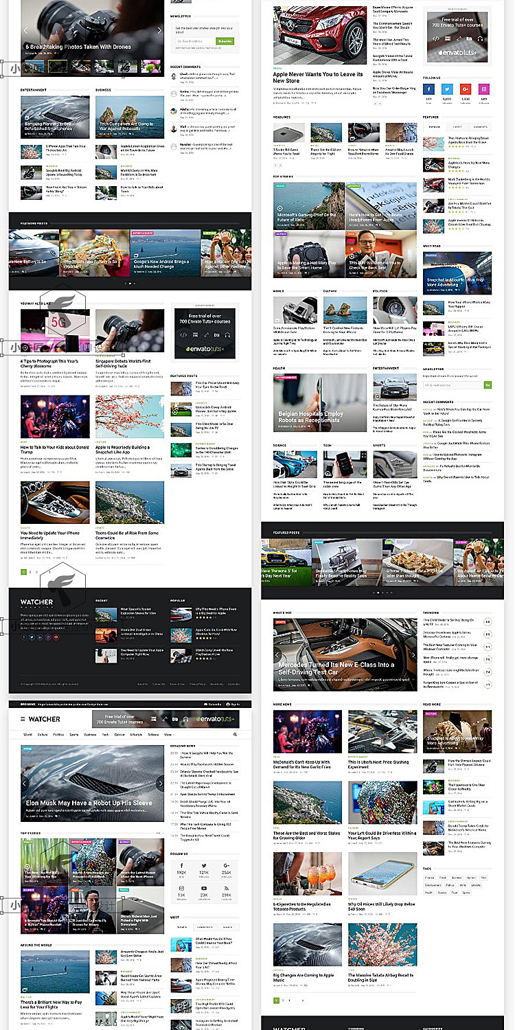 简约新闻媒体资讯类官网手机页面UI设计素材模板组件