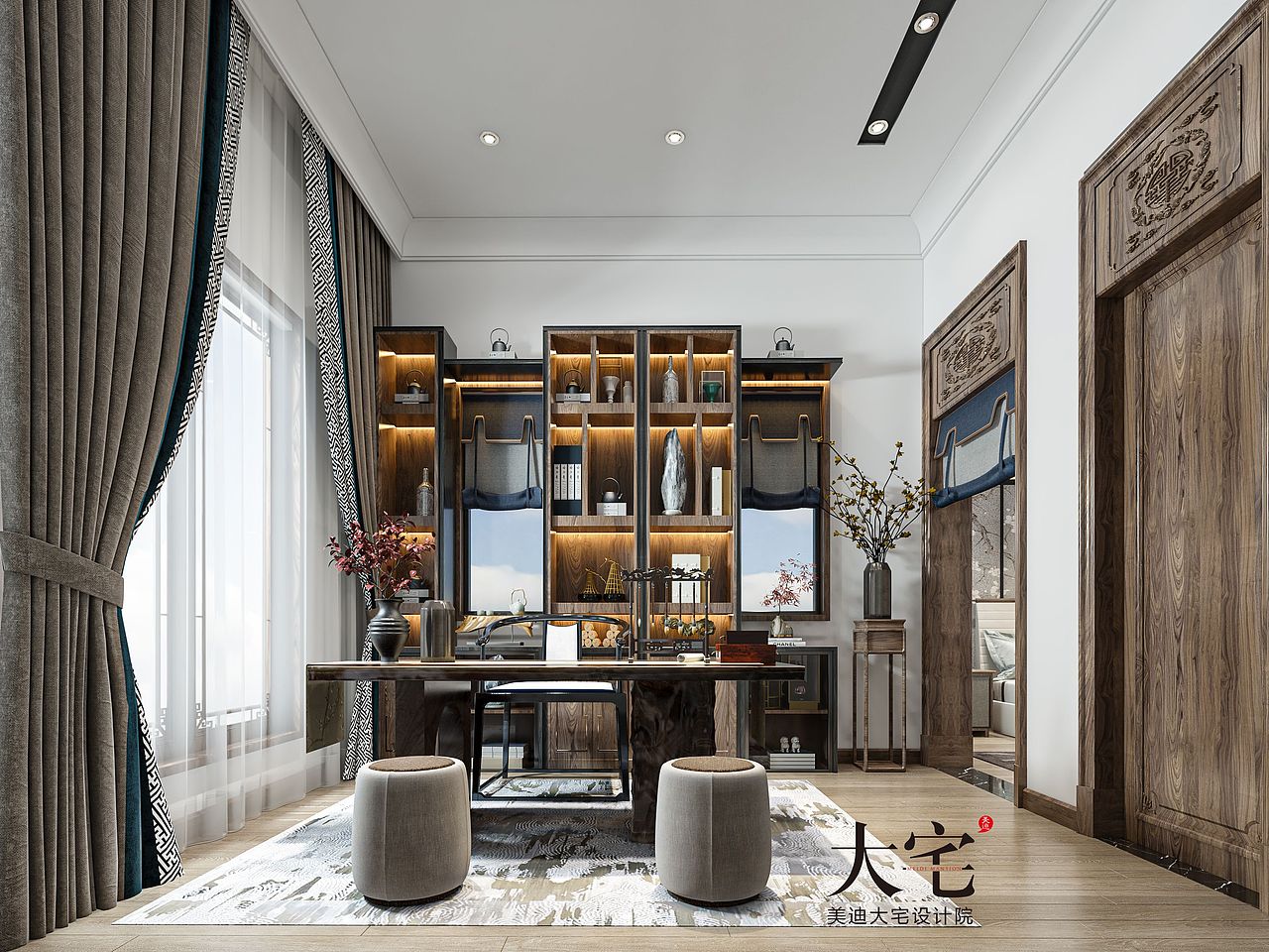 美迪大宅设计院 丨 长沙别墅-龙湖-新中式风（图ZMjgwMzk5MTE2） - 家装设计 - 站酷设计师美迪大宅设计院原创素材 - 站酷ZCOOL