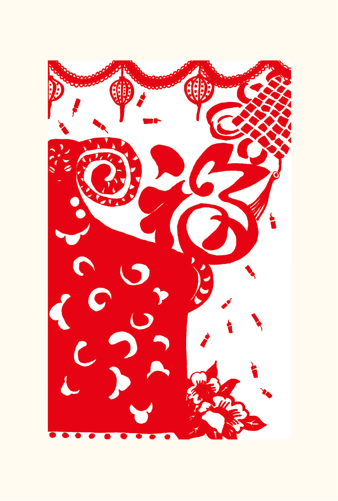 手绘剪纸明信片