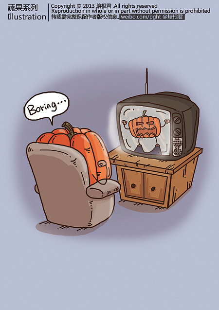 “万圣节就不能有点新意吗？！”——在家看恐怖片的南瓜先生
&nbsp;