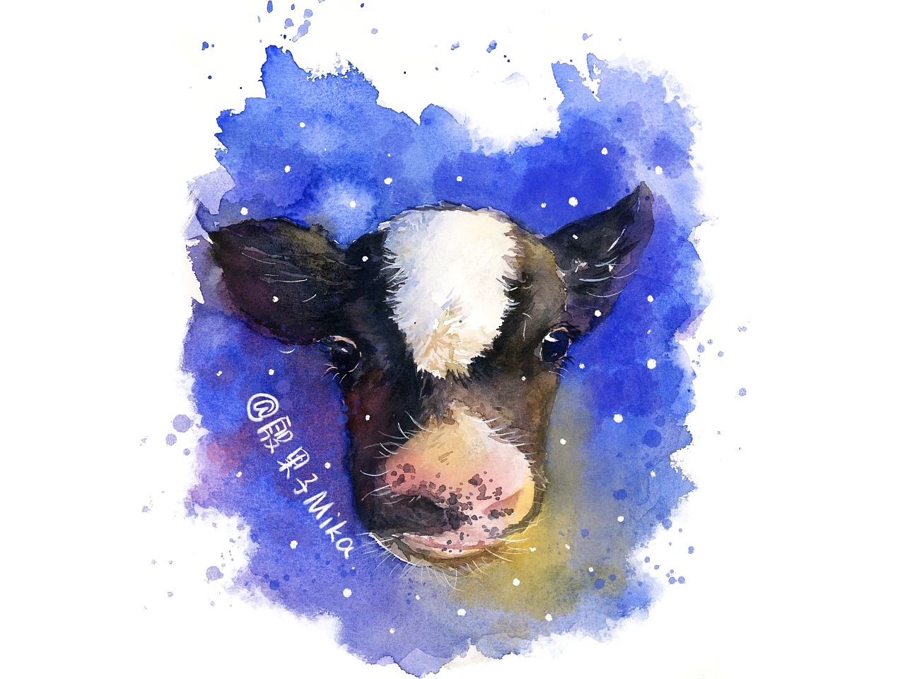 水彩奶牛