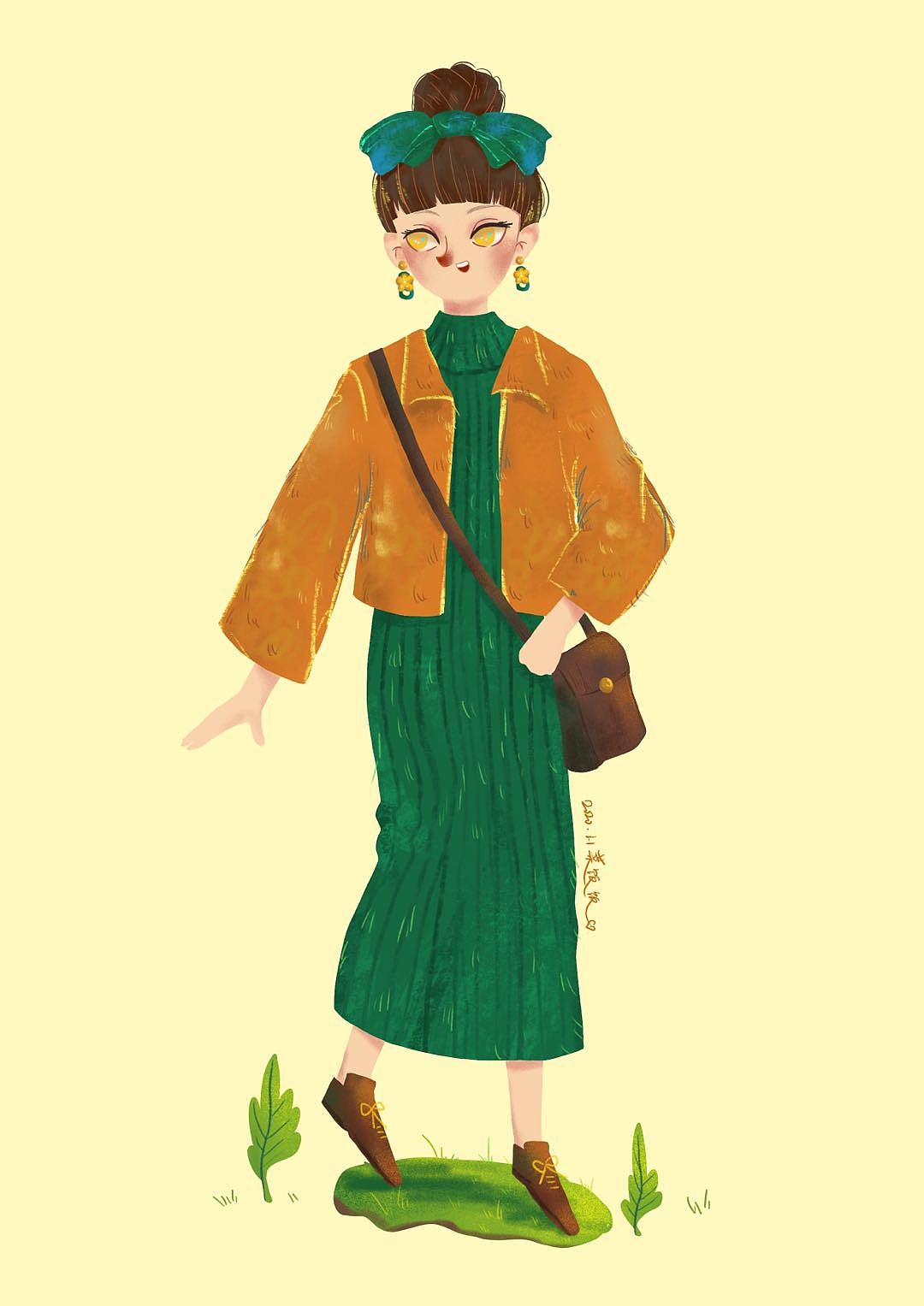 周三穿了可爱的绿色毛衣,心情美美哒