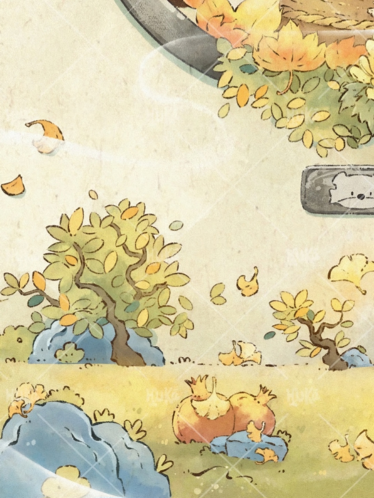 古风插画-秋天金黄色的落叶（图ZMzcyMjE0MDg0） - 商业插画 - 站酷设计师虎咖__z原创素材 - 站酷ZCOOL