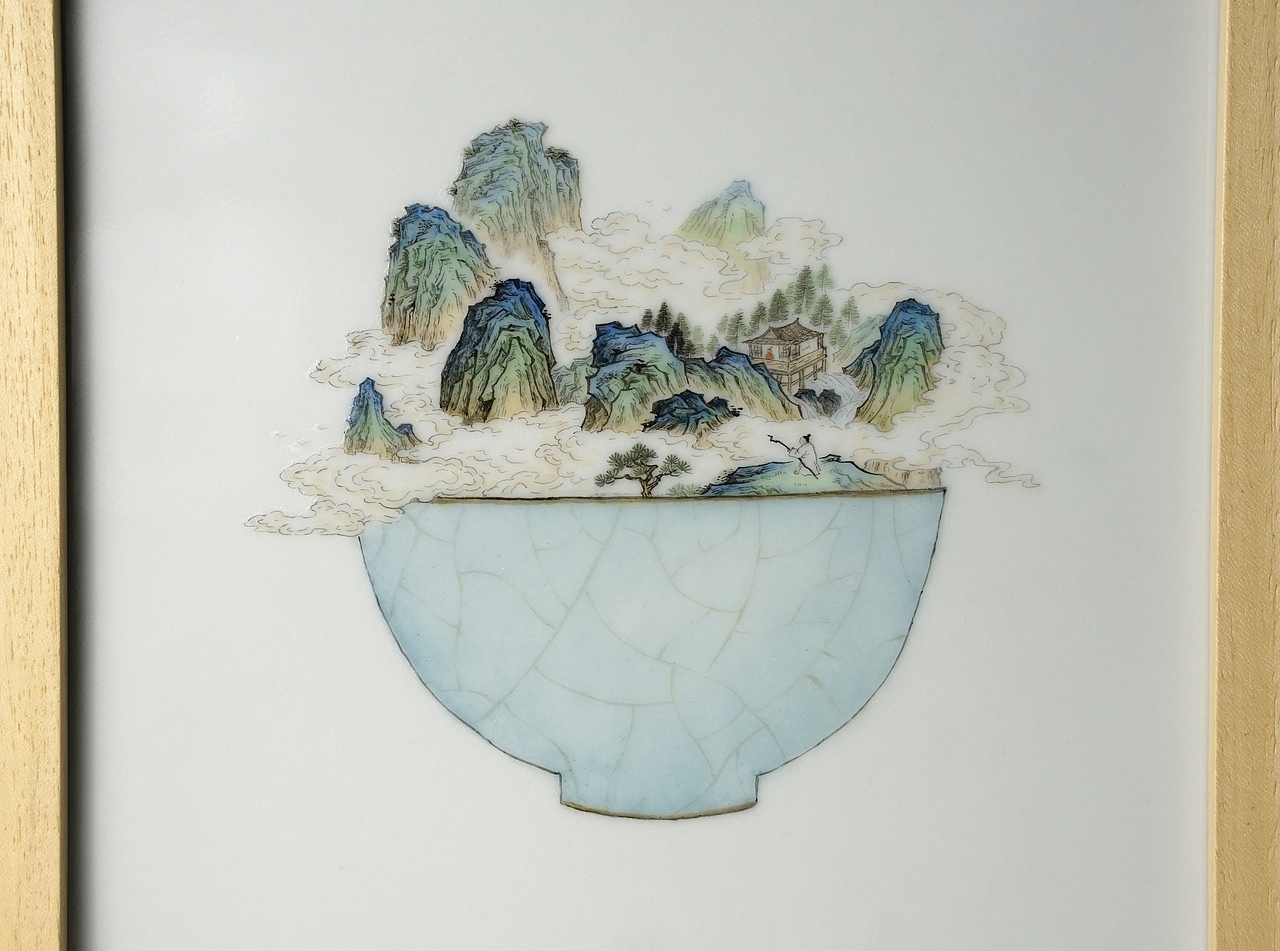 茶碗·山水（瓷板画）（图ZMTUzMDU4NzQ0） - 工艺品设计 - 站酷设计师_pencil原创素材 - 站酷ZCOOL
