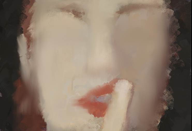 铺上色块,运用的是厚涂的技法,笔刷选择带有纹理的,粗糙的笔刷,塑造肌理感,把大体的形状表现出来。