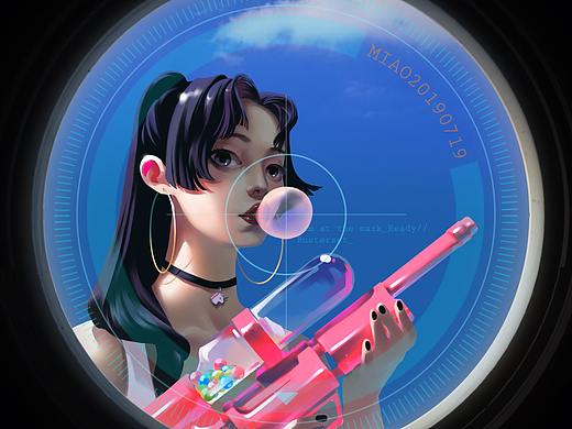 插画-阻击危险的持枪少女