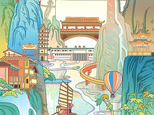 湖北宜昌文旅手绘海报