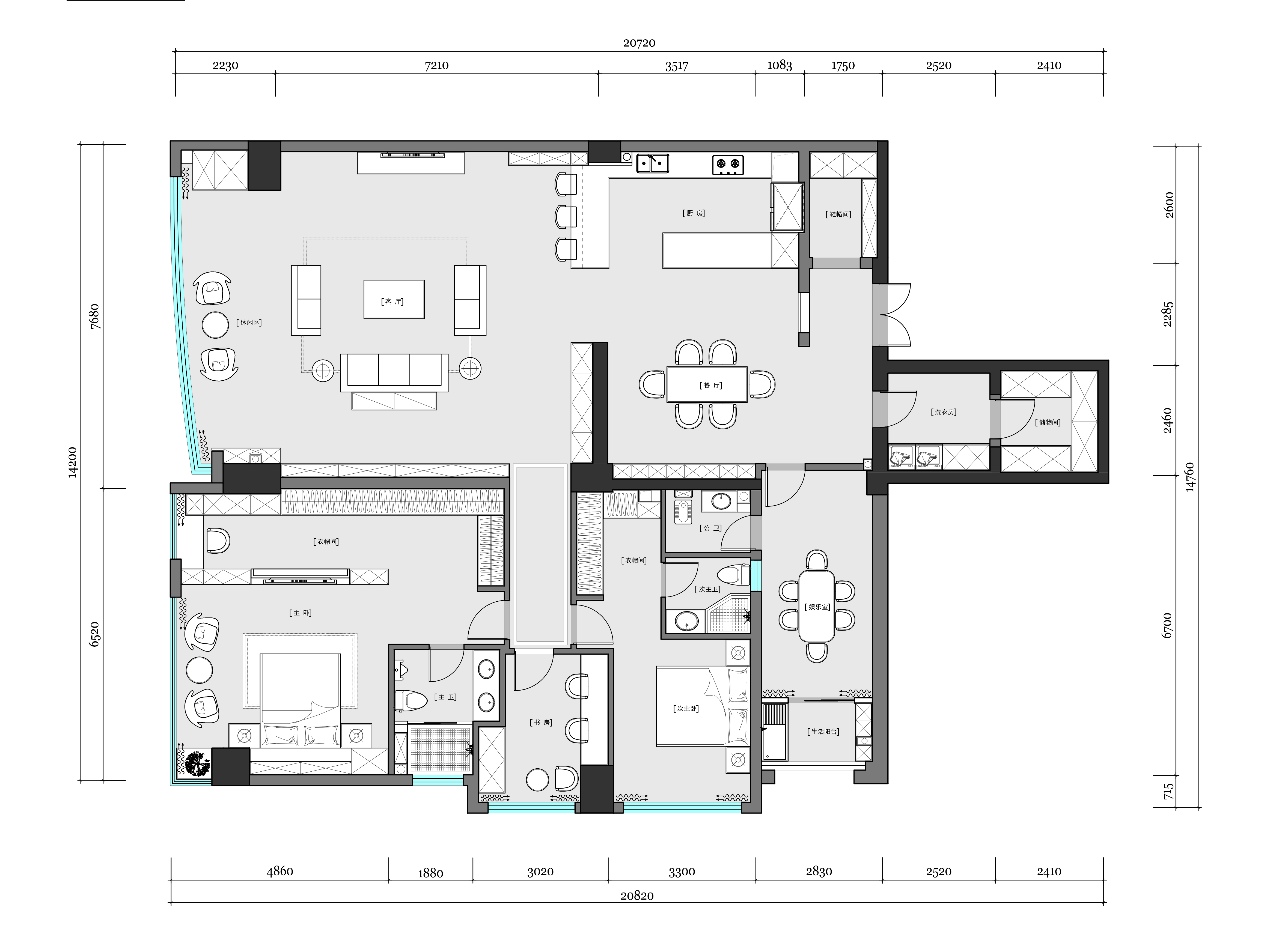 240㎡大平层4改2极简轻奢杜绝酒店风
