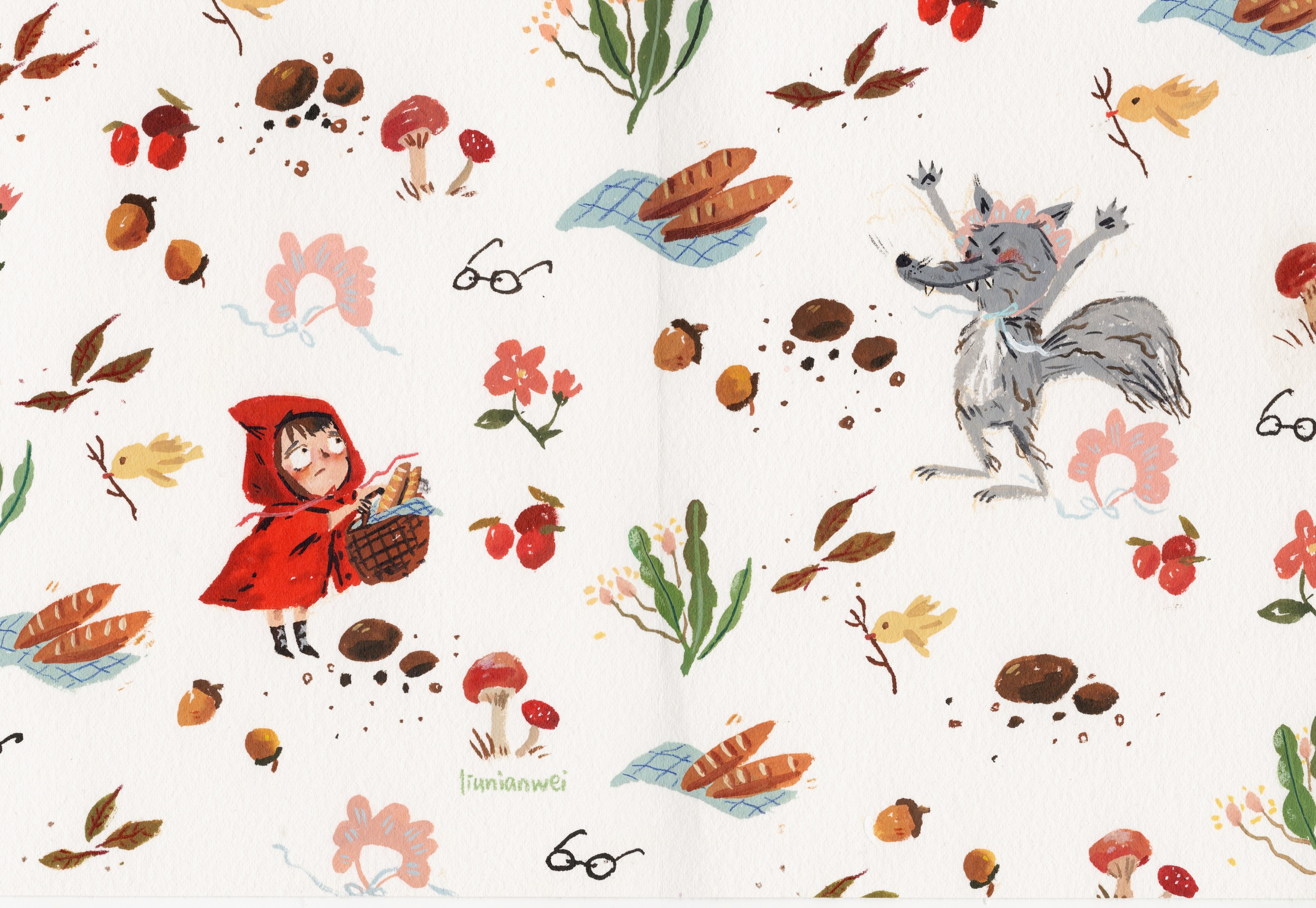 原创插画 br>绘本创作练习-环衬 br>综合