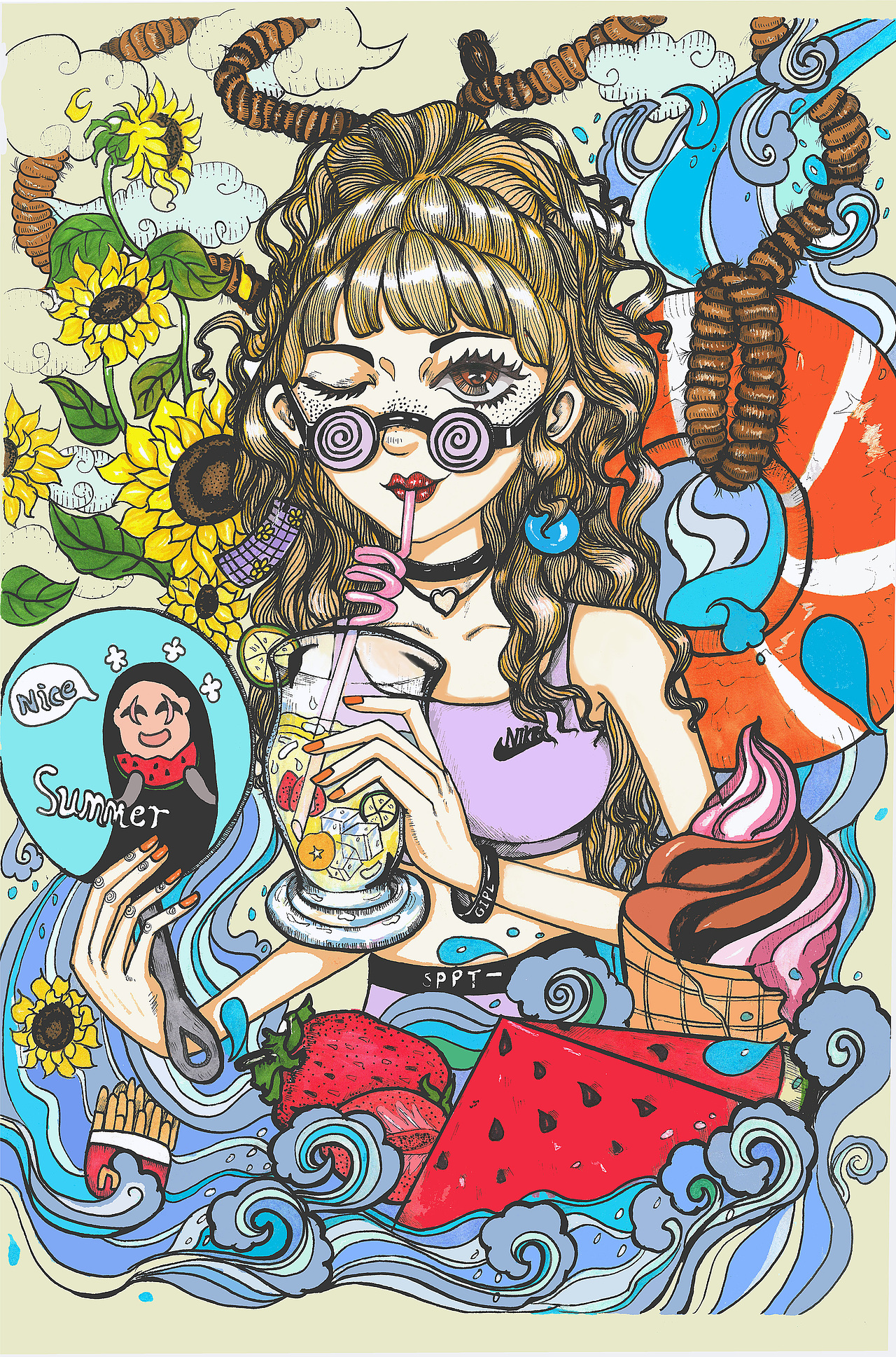 2019青春答卷原创毕业设计插画自由幻想