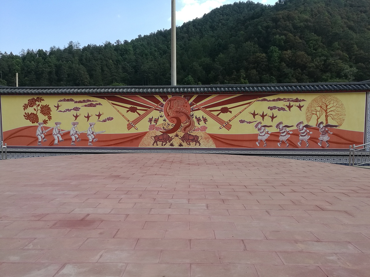 苗族文化苗族墙体彩绘墙画墙绘云南锦泰苗族墙体彩绘