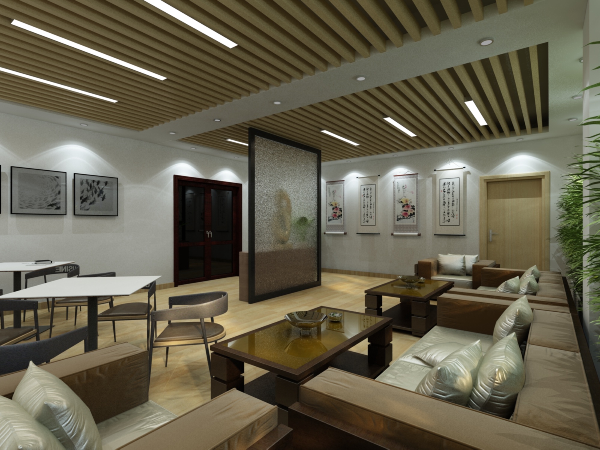 新中式休息区 - 效果图交流区-建E室内设计网