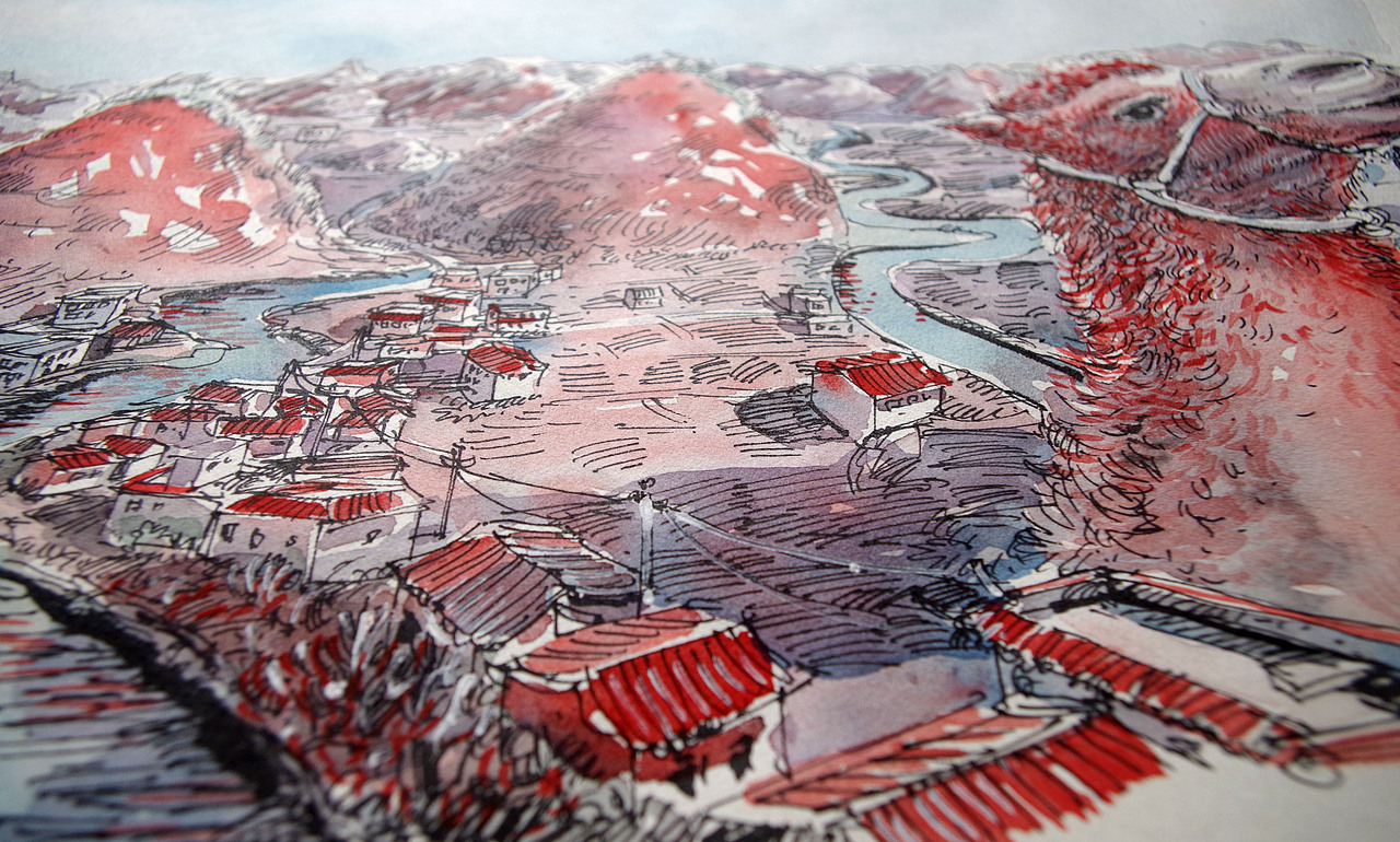 钢笔淡彩 巨大动物 【文抑】（图ZNDY4NDgxMDg=） - 艺术插画 - 站酷设计师文抑原创素材 - 站酷ZCOOL