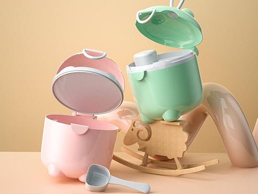母婴三维设计C4D，婴儿奶粉盒便携式防潮分装盒储存罐