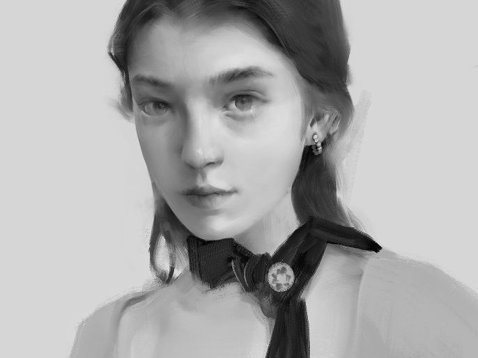 黑白人像绘画_Pl00-站酷ZCOOL
