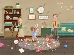 21桐门打卡训练营家庭主题插画练习