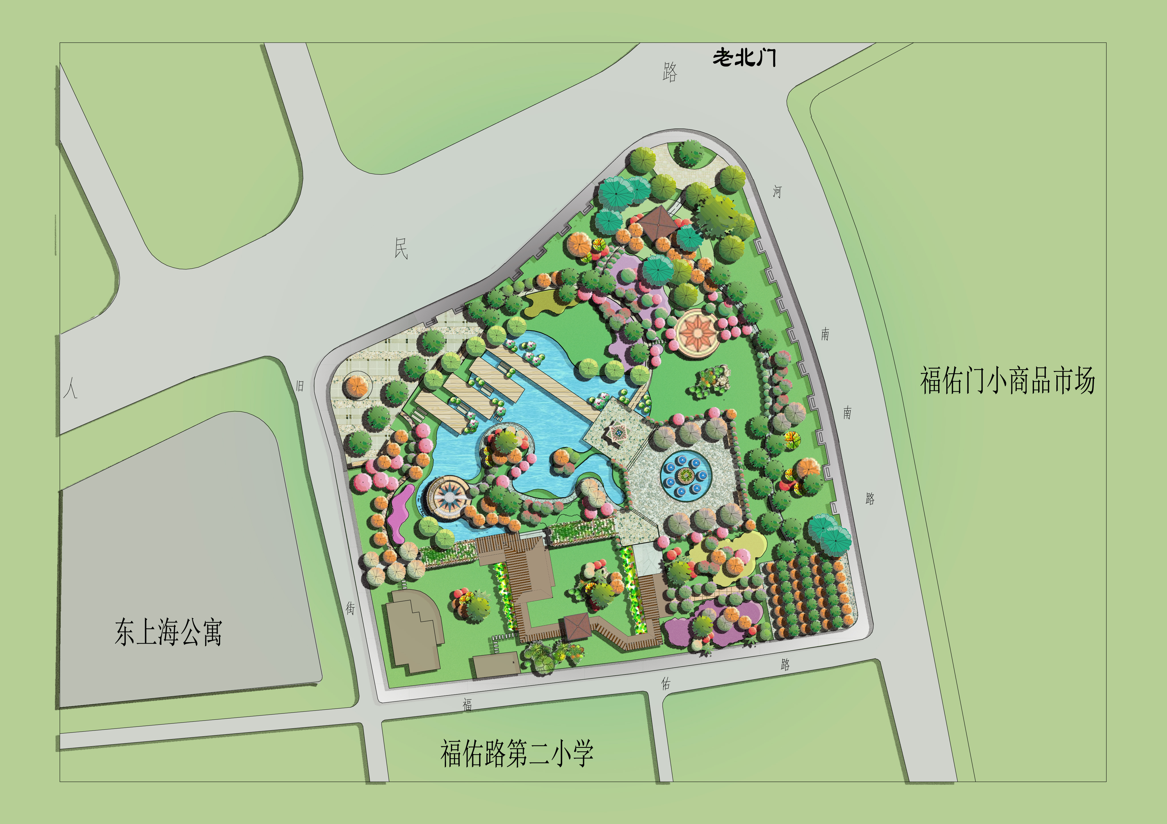 长方形公园设计平面图图片