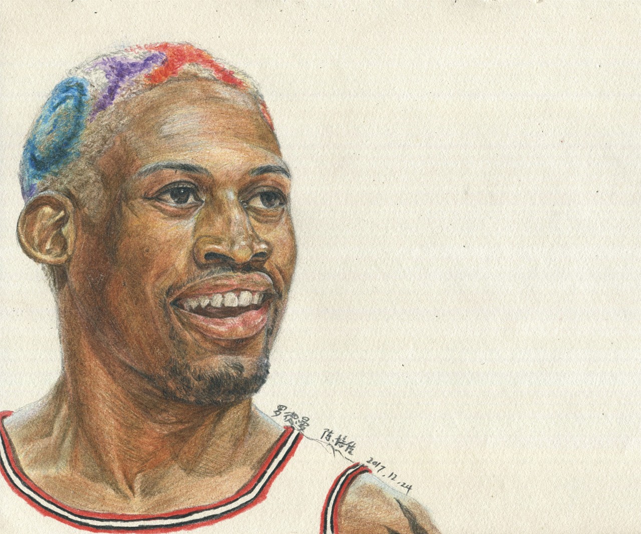 nba彩铅球星罗德曼