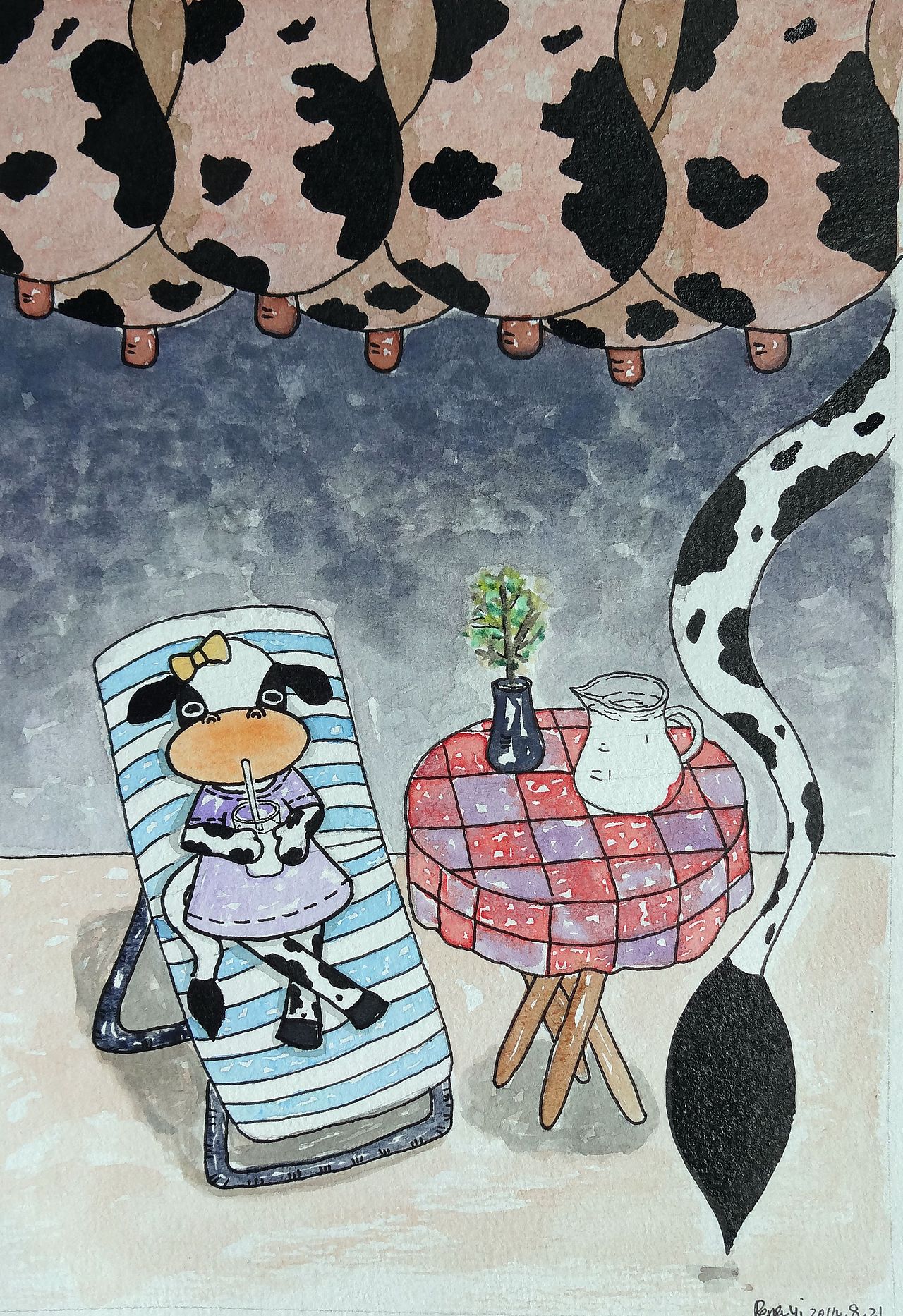2014年8月 萌态十足的奶牛家族（图ZNDQ0MTI0ODA=） - 绘画 - 站酷设计师YIYI450原创素材 - 站酷ZCOOL