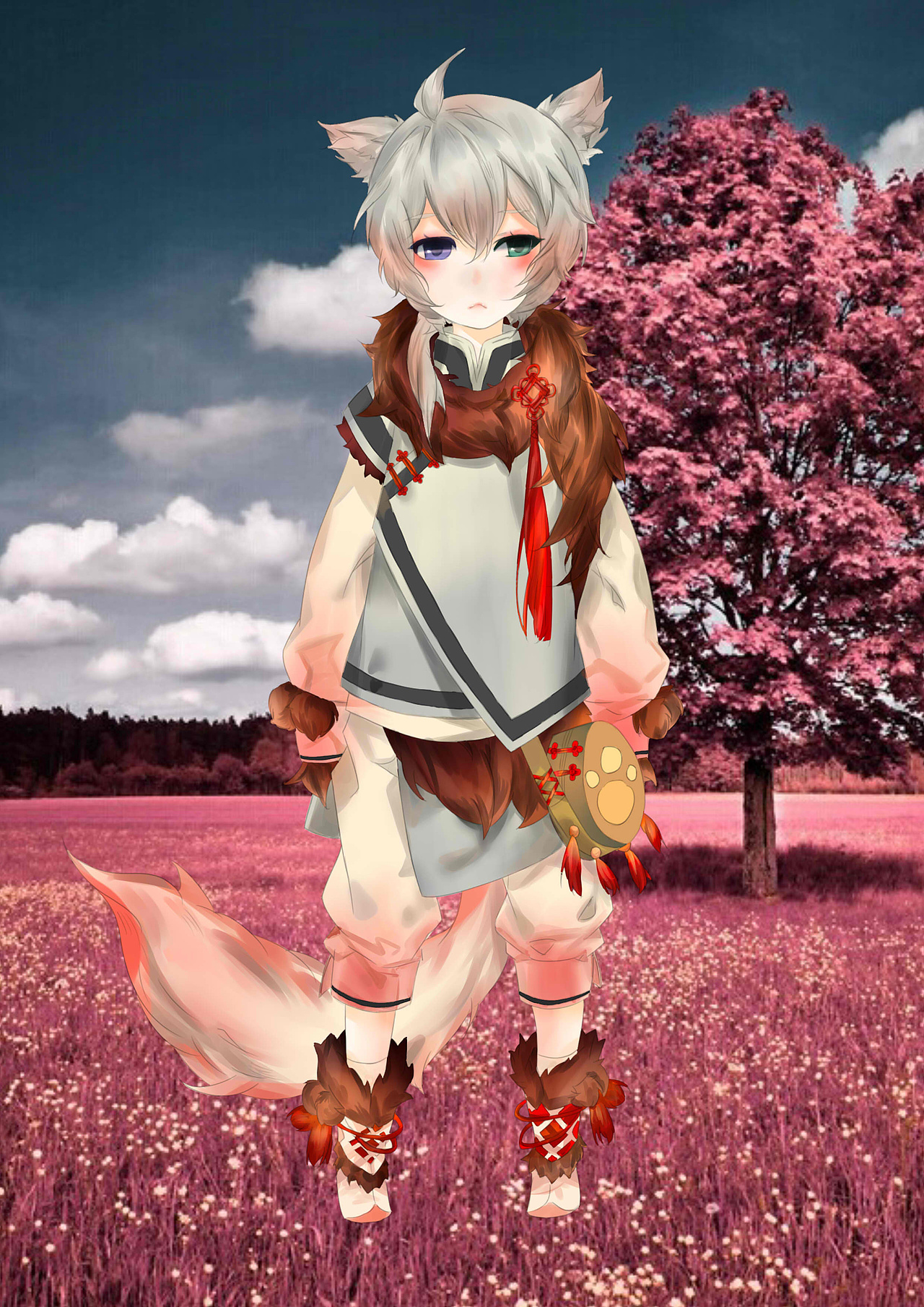 梦想的道路上1月23日鸳鸯眼大白猫拟人临摹