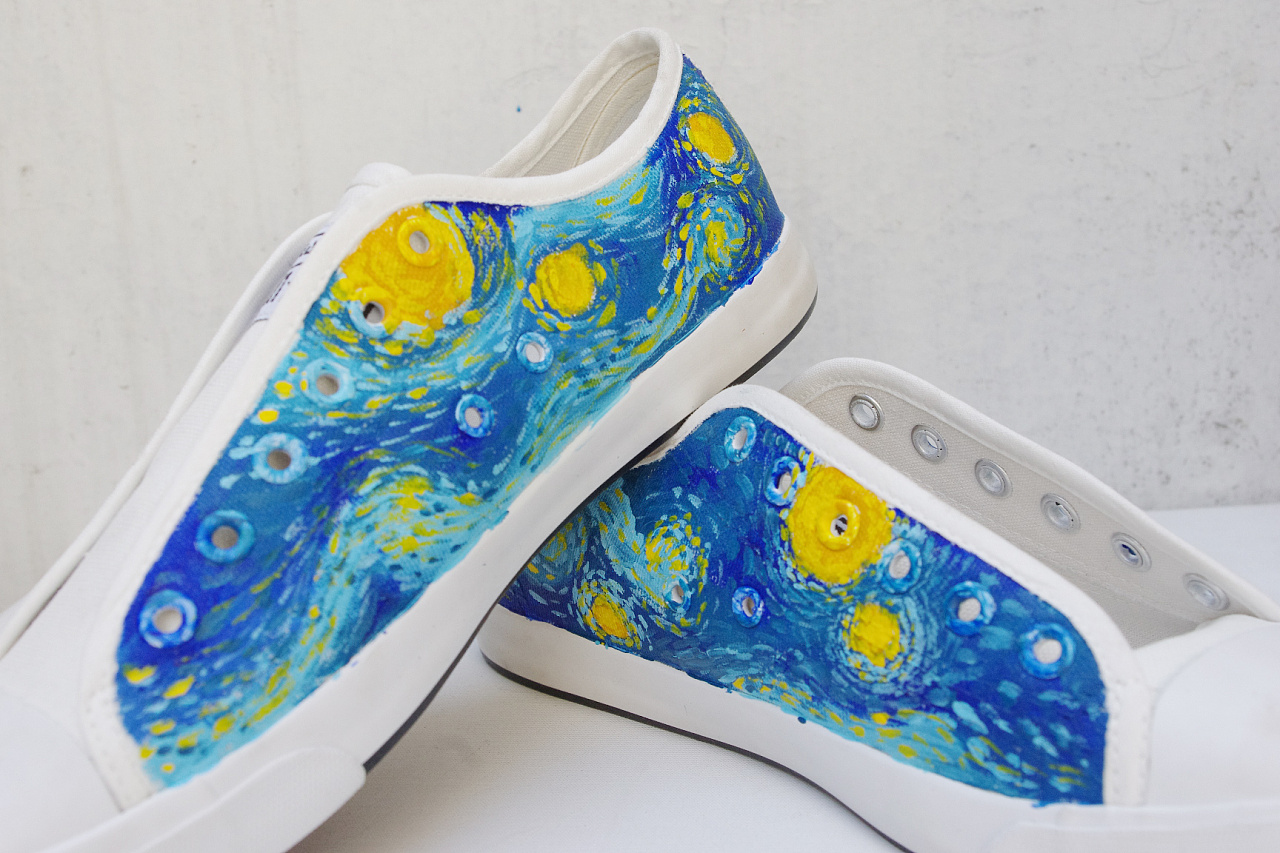 豹小玉手绘手绘鞋梵高的星夜