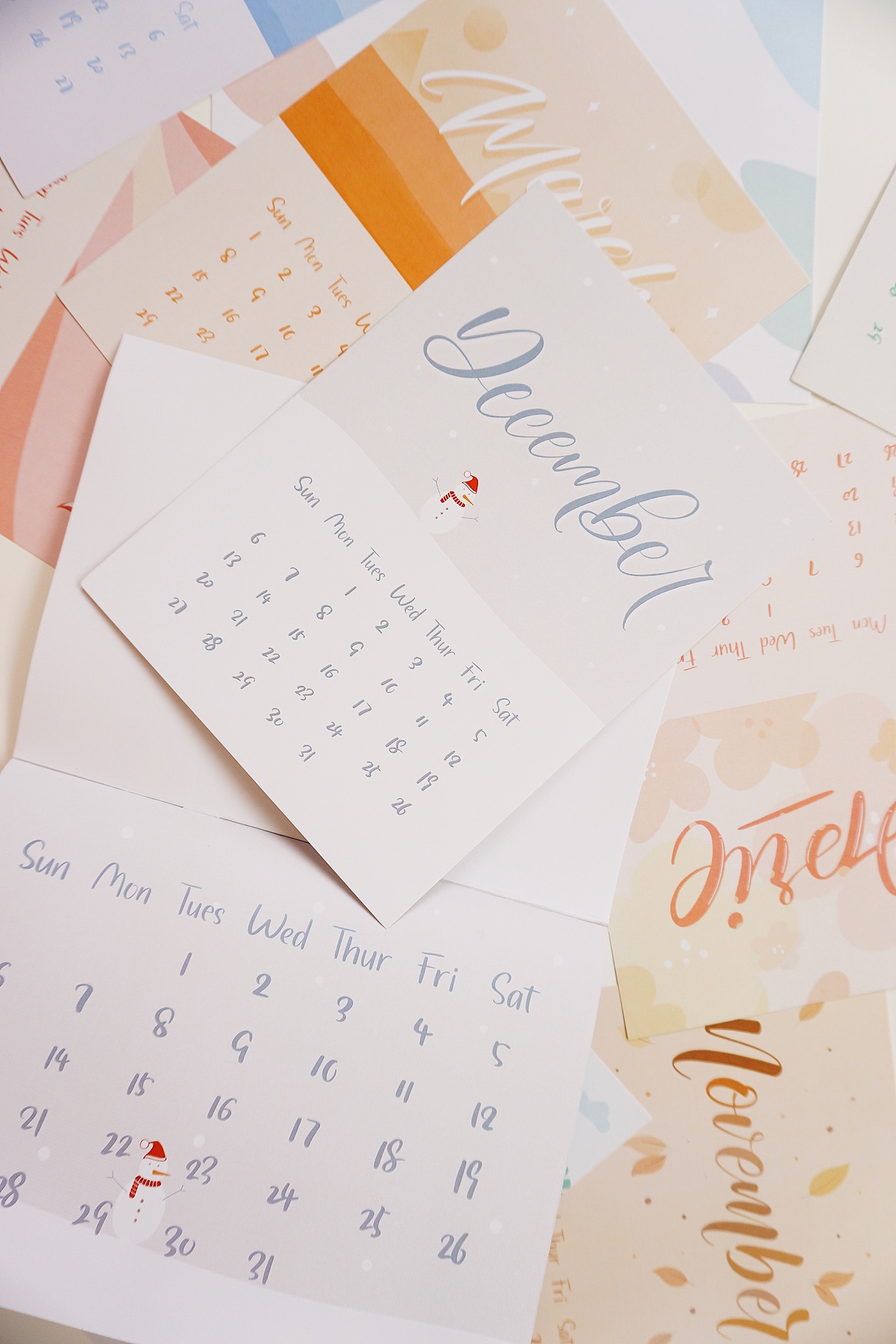 2020 Lettering Calendar 新年月历小本实物