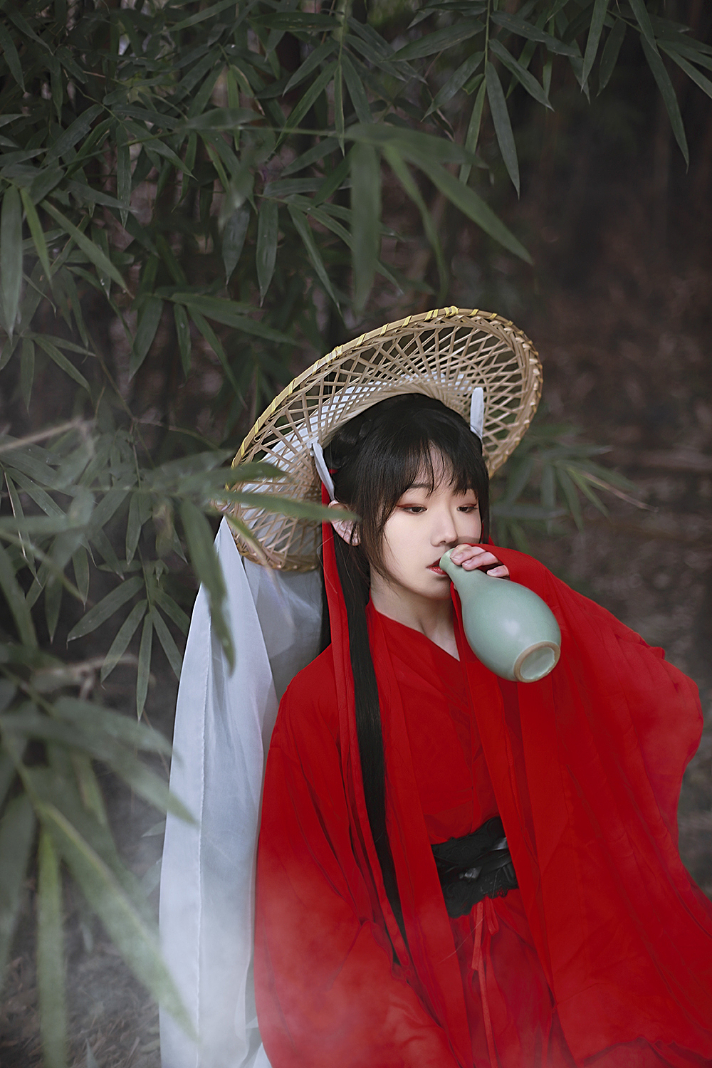 客片红衣侠女汉服孤影翘盼望天涯