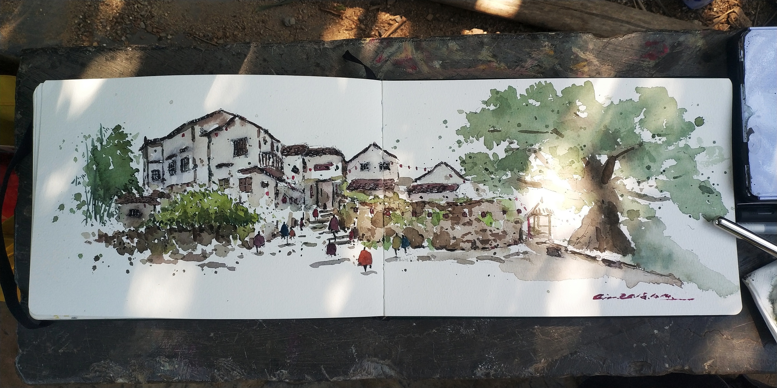 黄姚古镇 采风写生|纯艺术|绘画|画画的陈一丘 - 原创作品 - 站酷