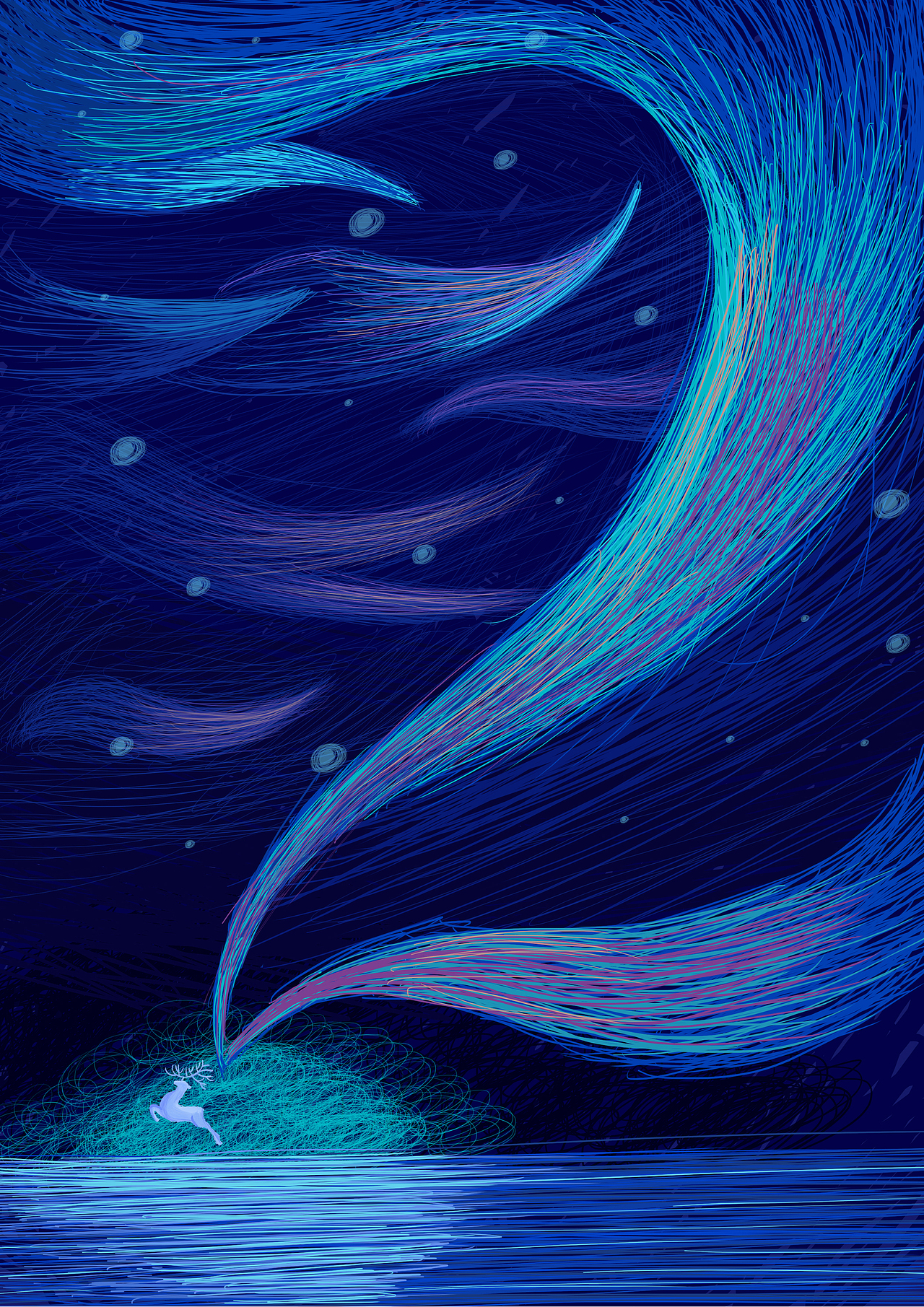 星空下的麋鹿（图ZMjM1MDA1NDU2） - 创作习作 - 站酷设计师插秧原创素材 - 站酷ZCOOL