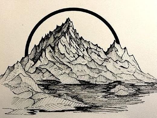 手绘黑白装饰画