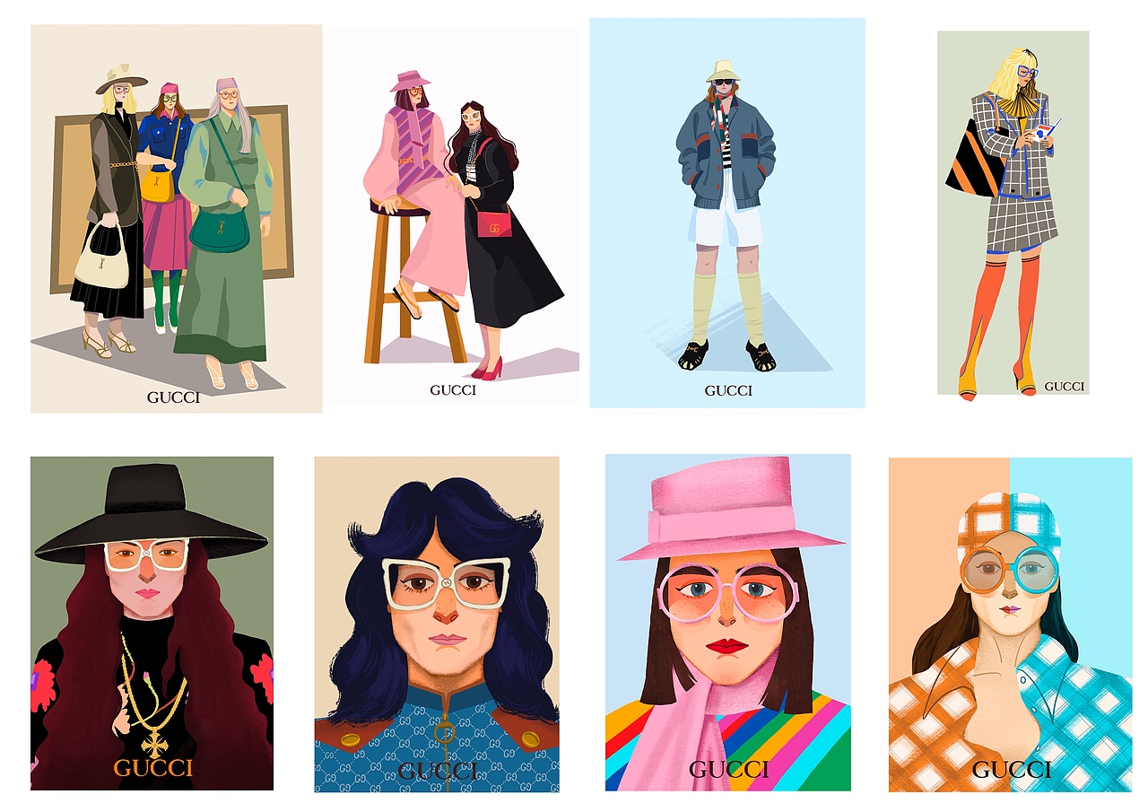 Gucci时尚插画（图ZMjY4NTM4ODE2） - 商业插画 - 站酷设计师nicole_6308原创素材 - 站酷ZCOOL