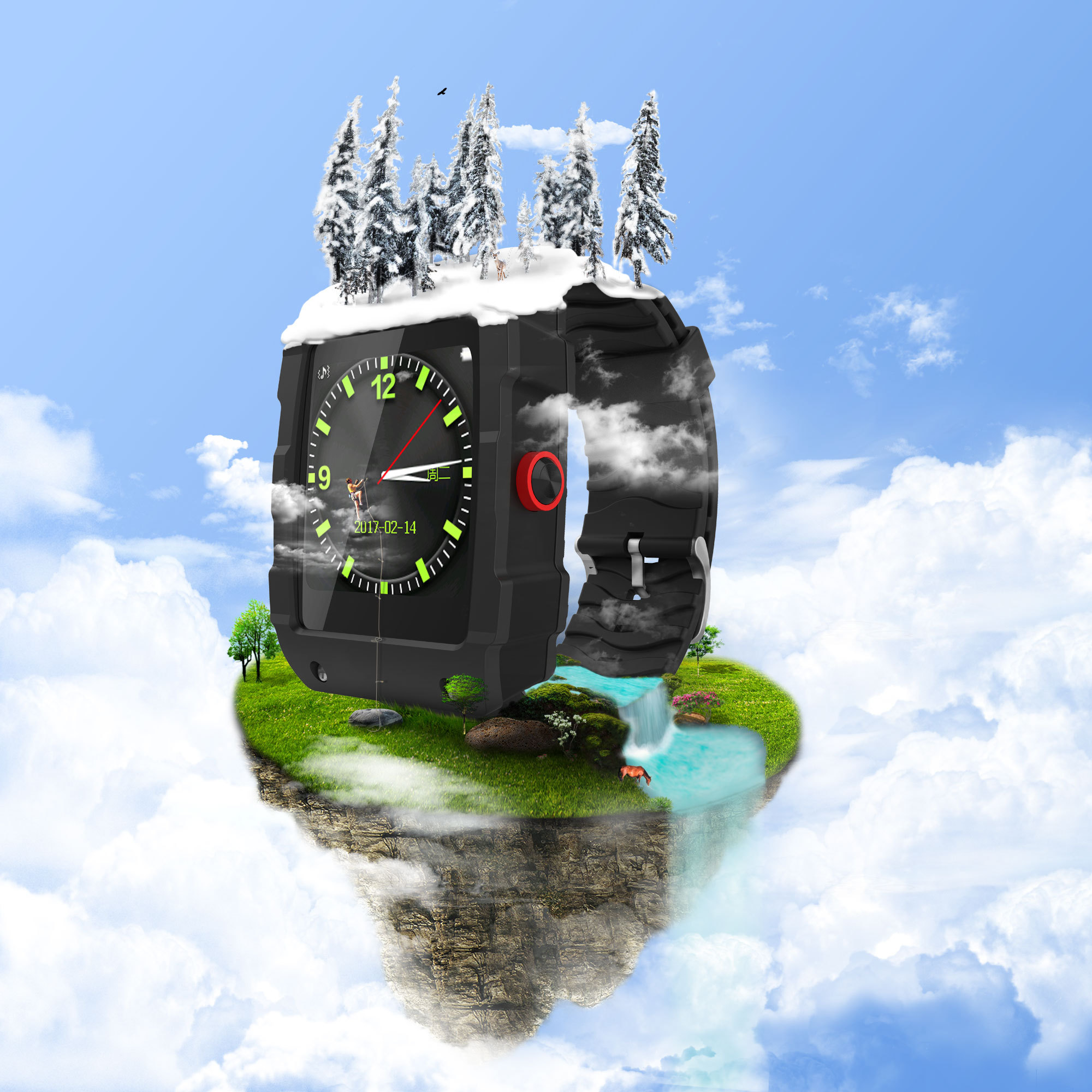 ps合成一张智能手表的场景图