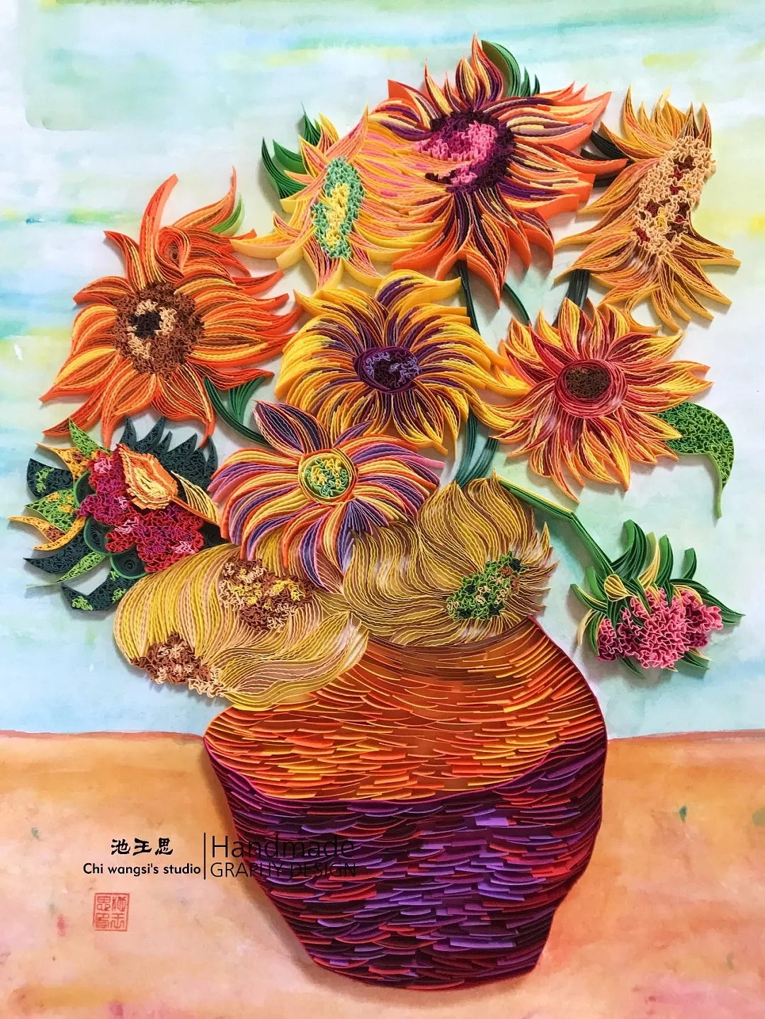 衍纸纯手工原创——《向日葵》