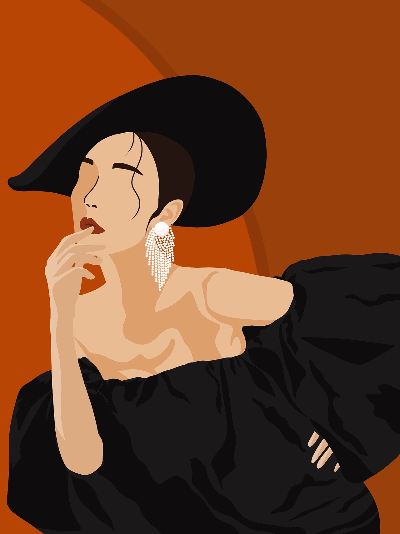 扁平复古人物插画