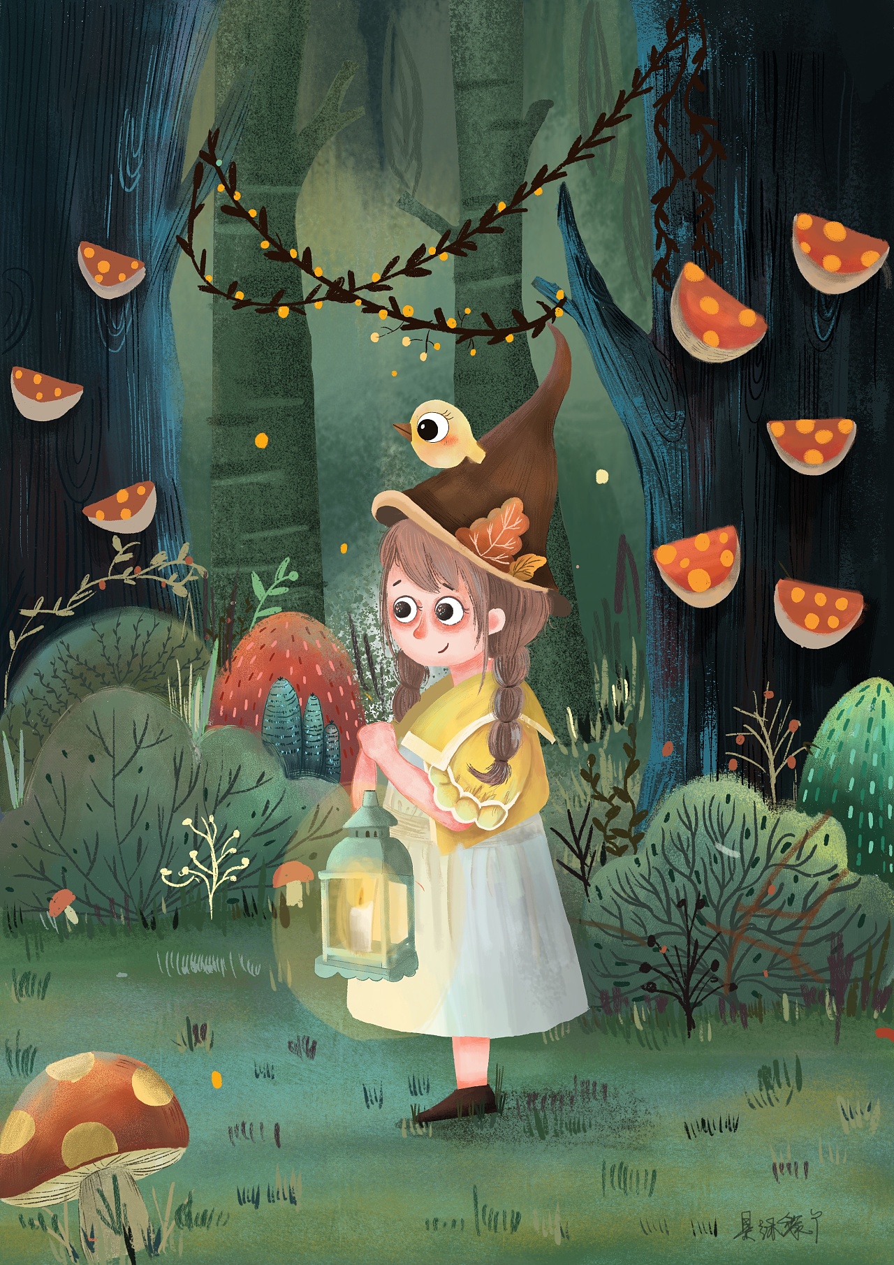 森林系列之蘑菇女孩|插画|儿童插画|是沐黎丫 - 原创作品 - 站酷 (zco