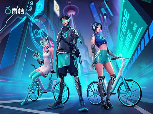 插画 | 青桔单车夜骑机动队KV