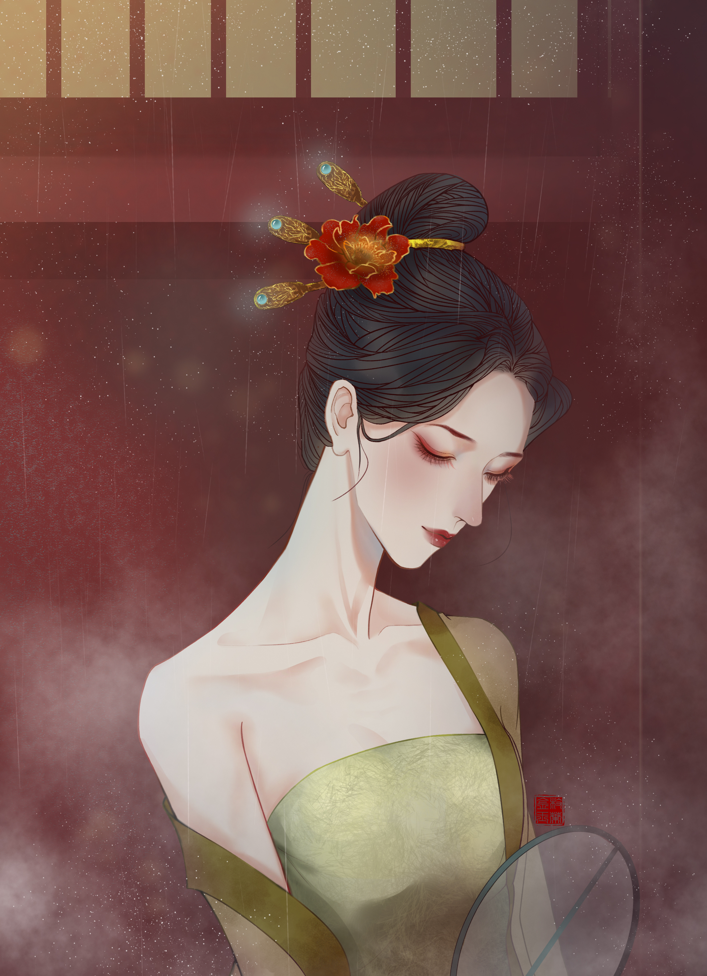 古风板绘练习-小美人|插画|插画习作|韦金叶 - 原创作品 - 站酷