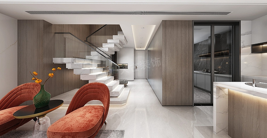 重庆南山郡叠拼户型装修案例,现代风格别墅设计效果图