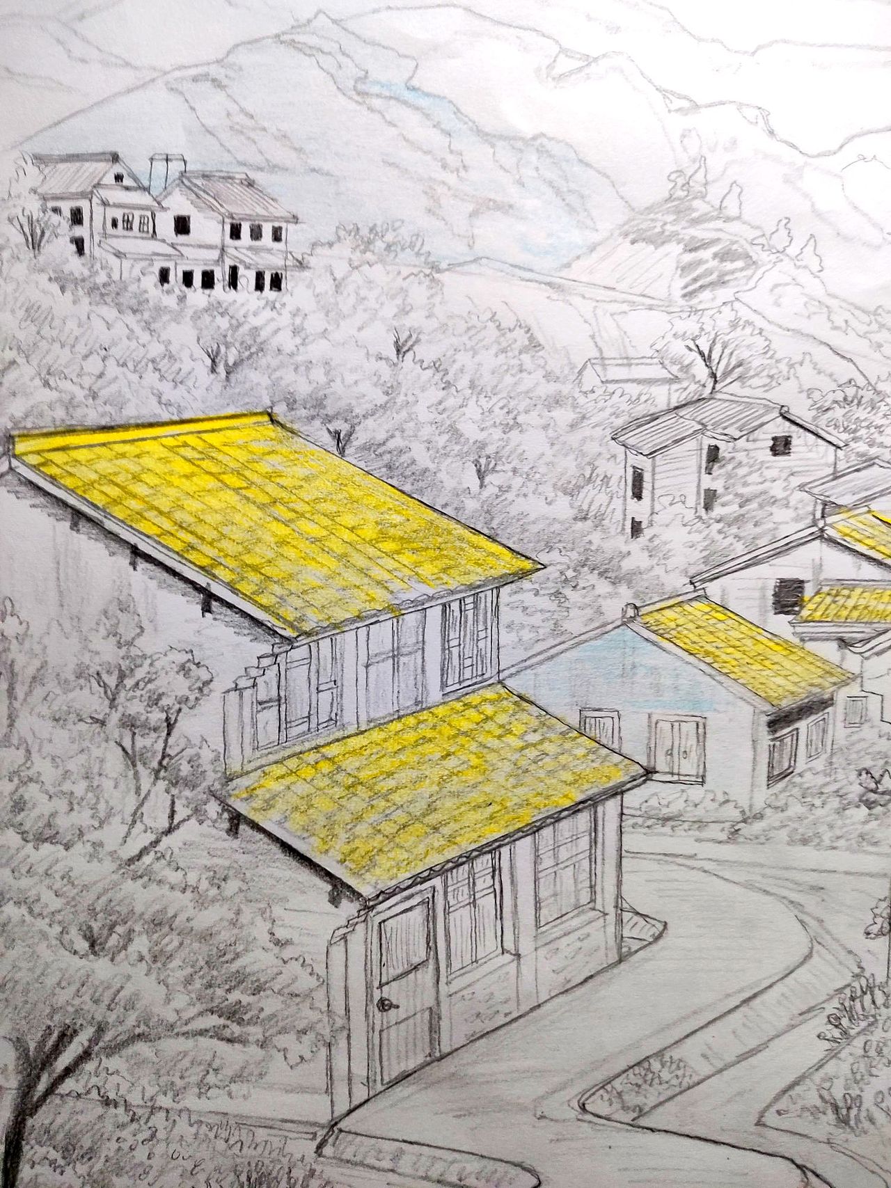 A3手绘｜春日乡村的风景③（图ZMzcwNDExNzA4） - 创作习作 - 站酷设计师汤俊文MRTJW原创素材 - 站酷ZCOOL