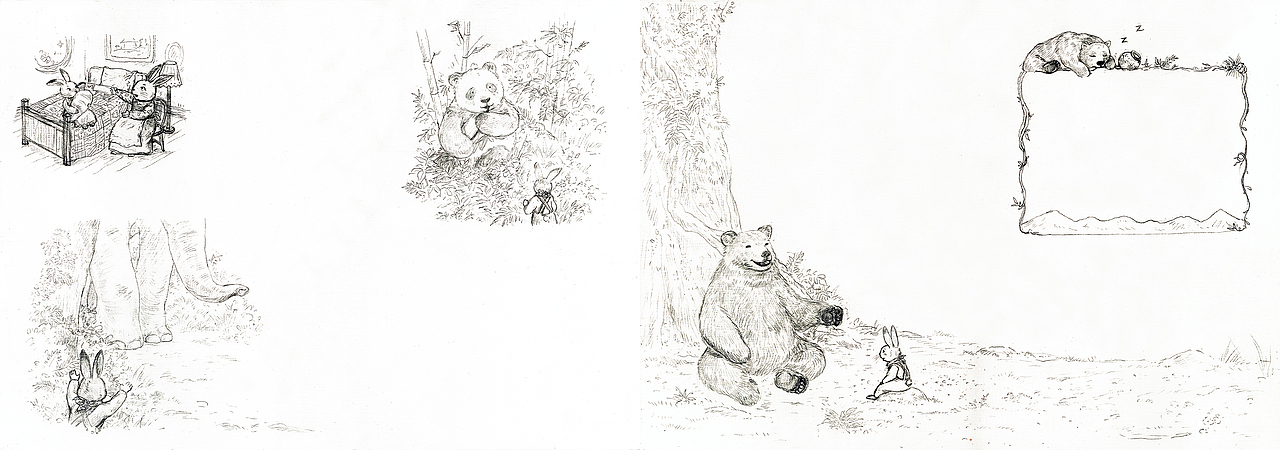 《兔子日记》作画步骤构思（图ZMjM5ODEzODg0） - 绘本 - 站酷设计师晓茑原创素材 - 站酷ZCOOL