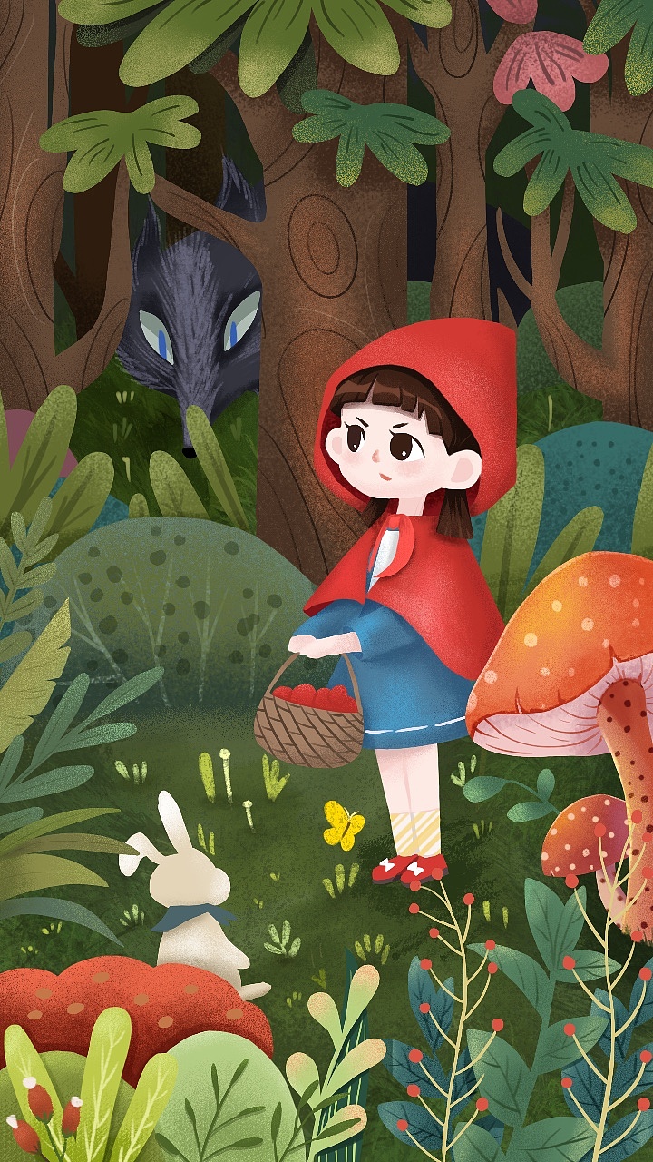 噪点插画小红帽半原创