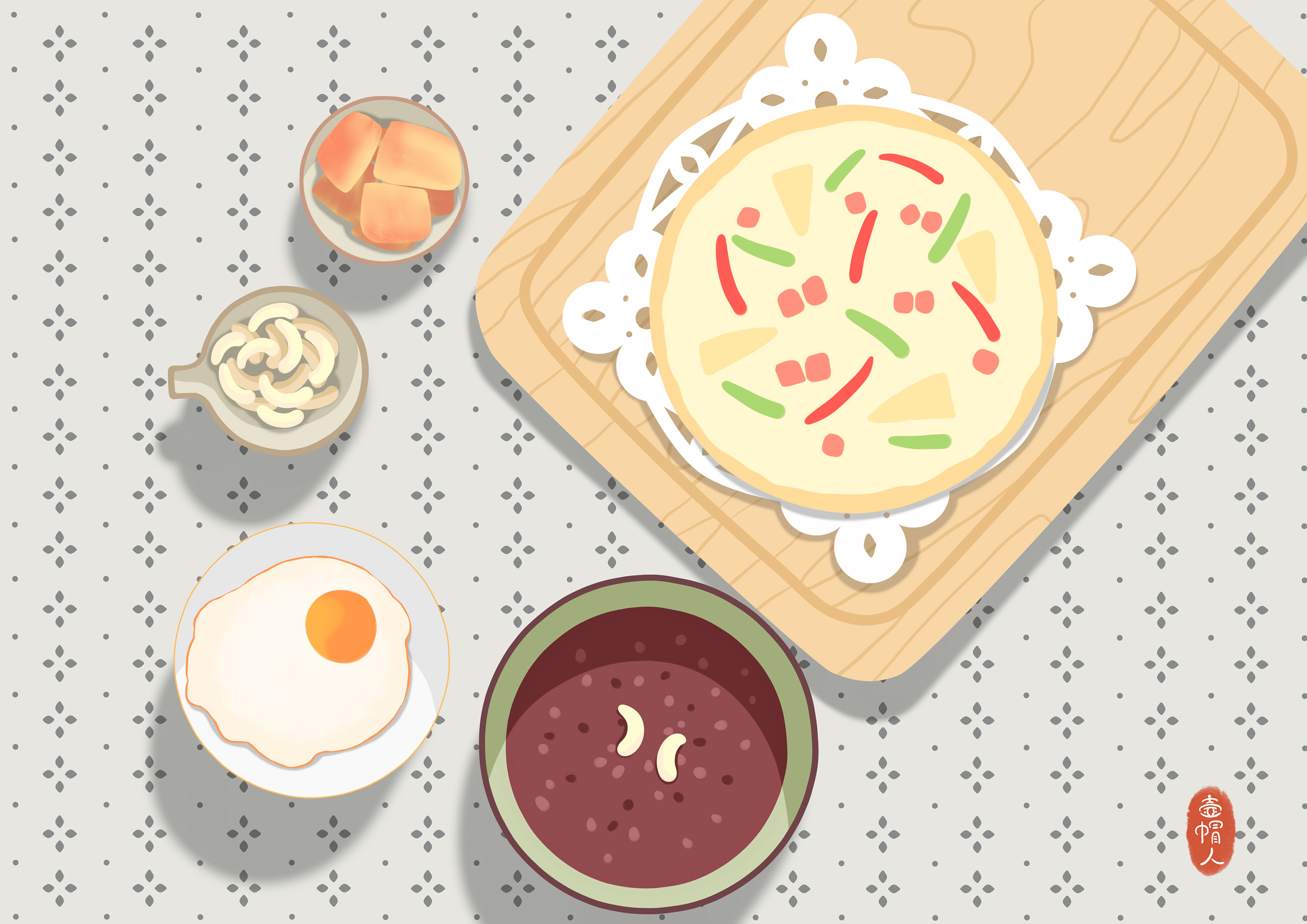 批萨早餐|插画|商业插画|壶帽人 - 原创作品 - 站酷 (zcool)