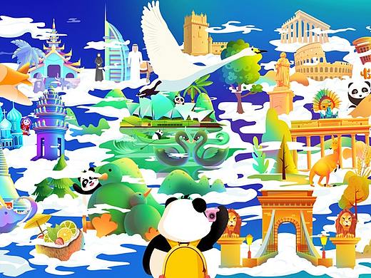 【手绘风格】熊猫panda成都走世界360°全景H5